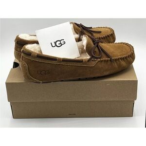 Ugg Womens Dakota Wool Lined Suede Leather Slippers Sz 6 Chestnut New